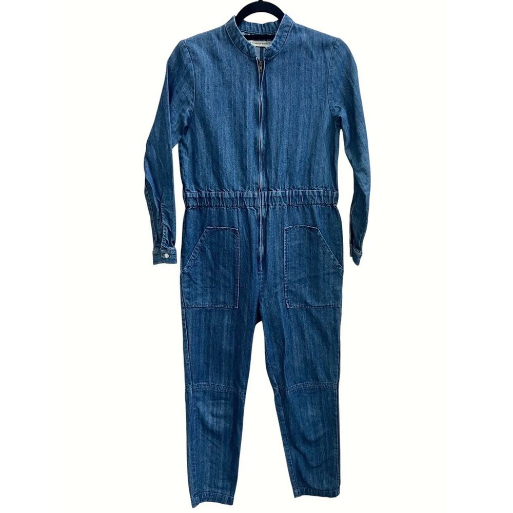 Shades Of Grey By Micah Cohen Blue Denim Jumpsuit Sz XXS Garage Core Streetwear